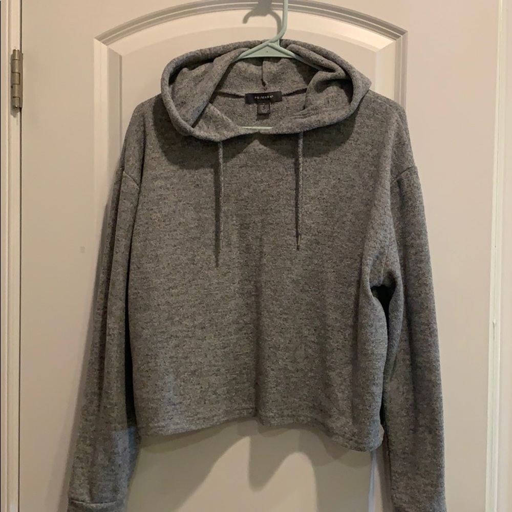 Grey crop top hoodie